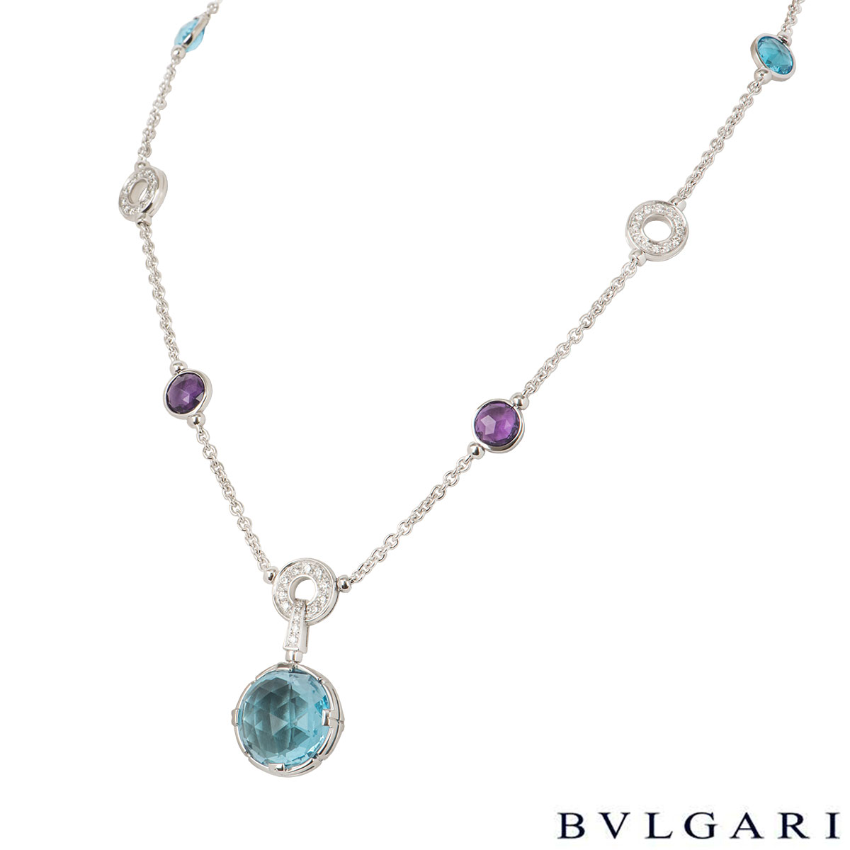 Bvlgari Parentesi White Gold Diamond And Multi-Gem Necklace | Rich Diamonds